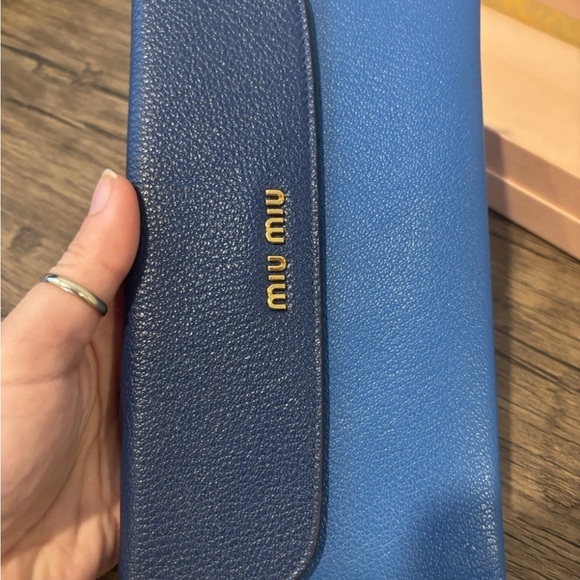 Miu Miu Navy Blue Bicolor Long Flap Wallet - Picture 4 of 10